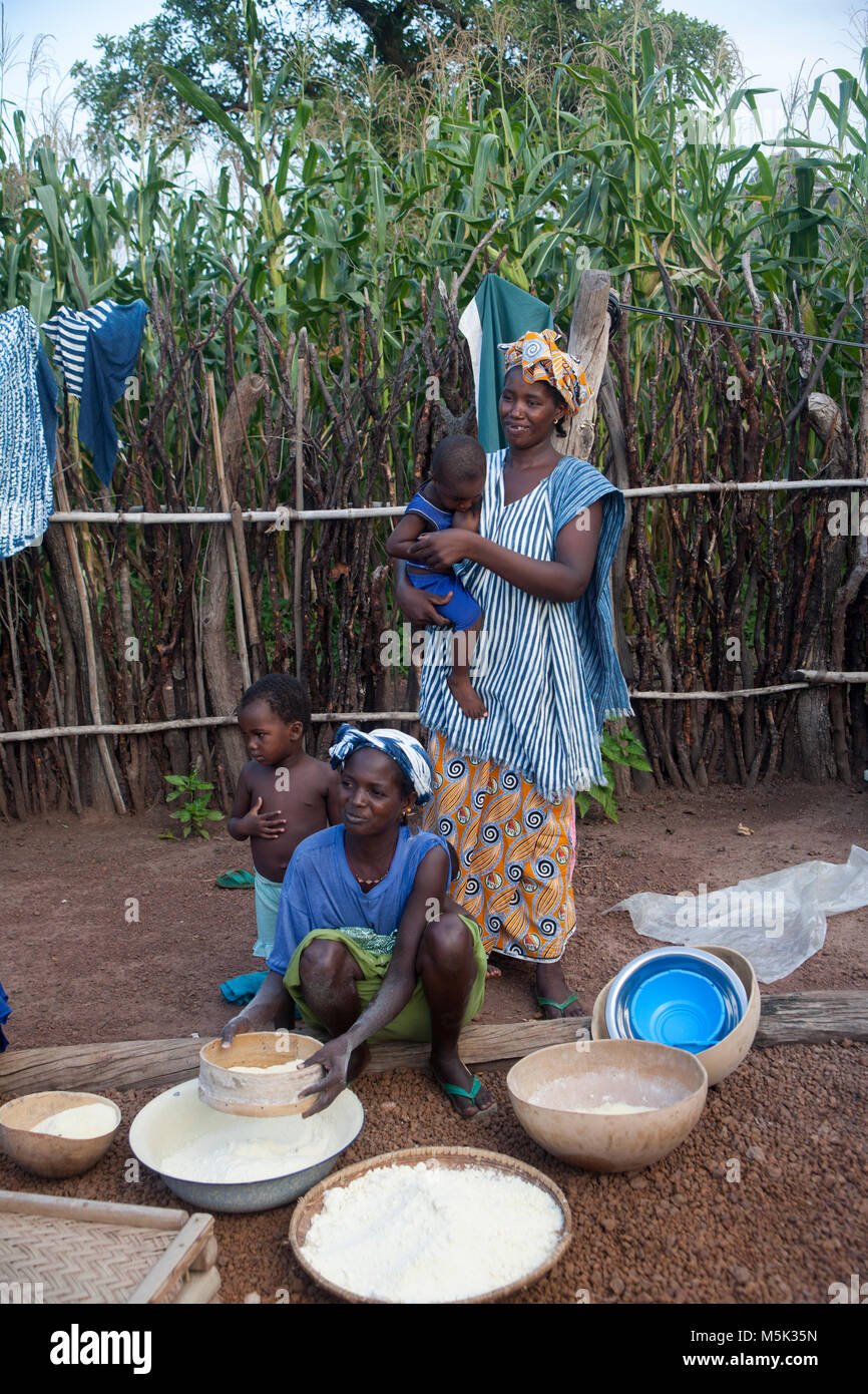 Women prepare food in Africa Stock Photo