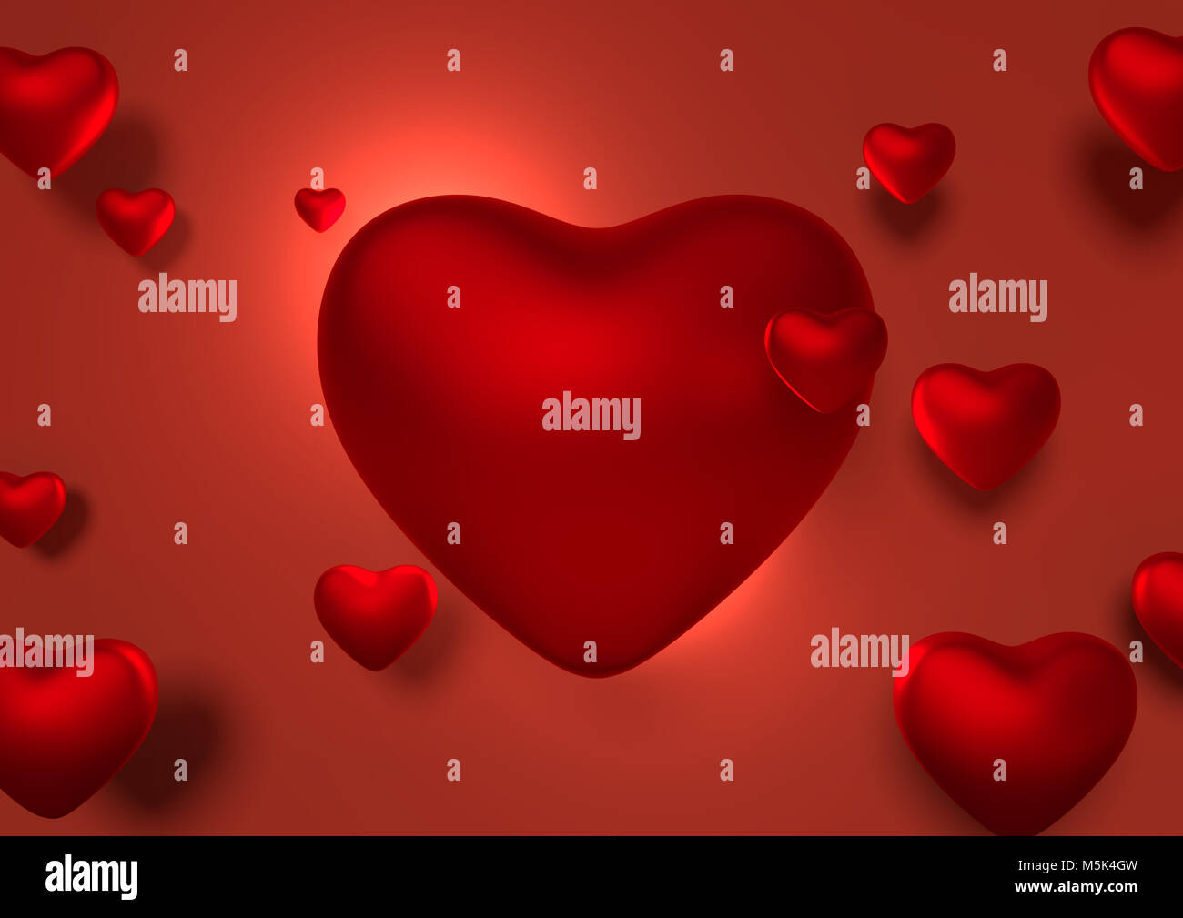 Heart on red background for valentine's day or wedding event. 3d render ...