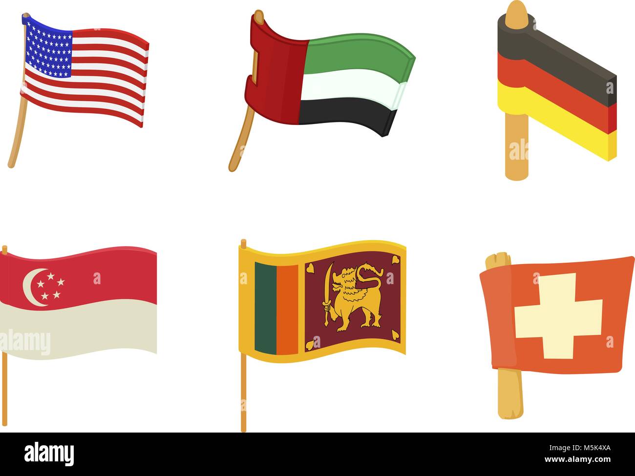 Country flag icon set, cartoon style Stock Vector