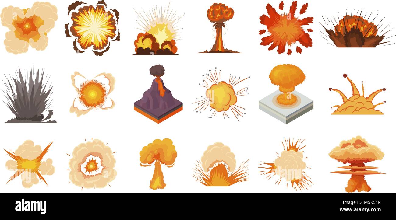 Explosion icon set, cartoon style Stock Vector Image & Art - Alamy