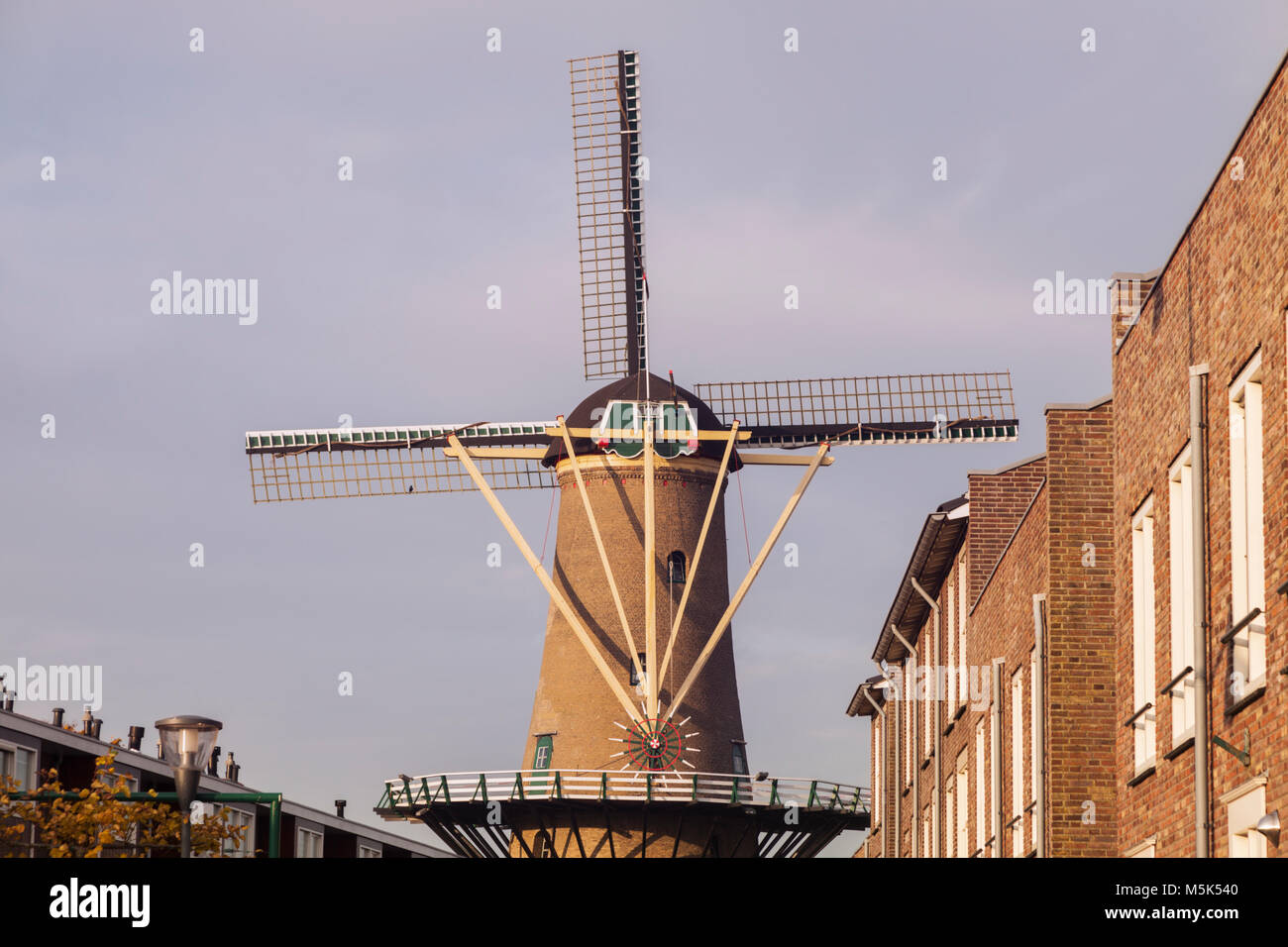 Windmill in Hellevoetsluis. Hellevoetsluis, South Holland, Netherlands. Stock Photo