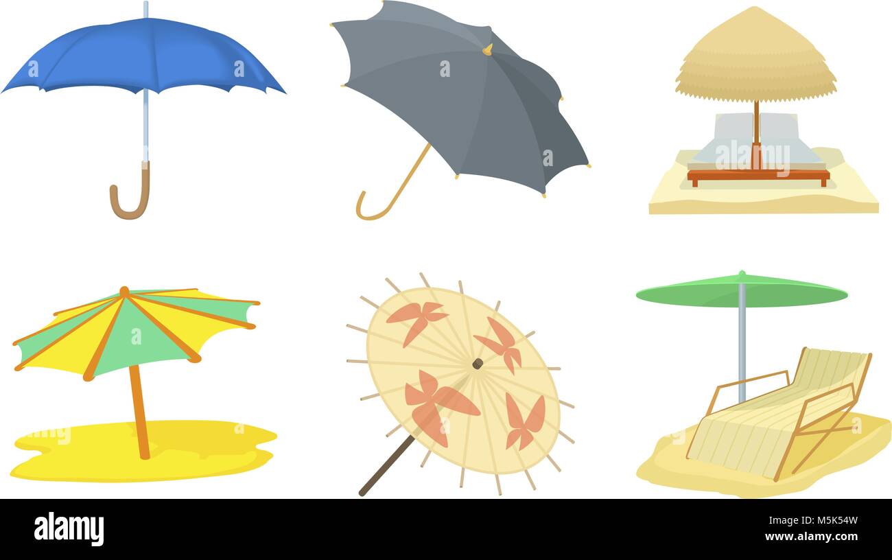 Umbrella icon set, cartoon style Stock Vector