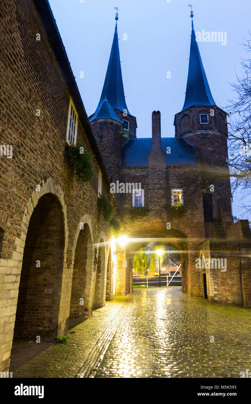 Gate in Delft at evening. Delft, South Holland, Netherlands. Stock Photo