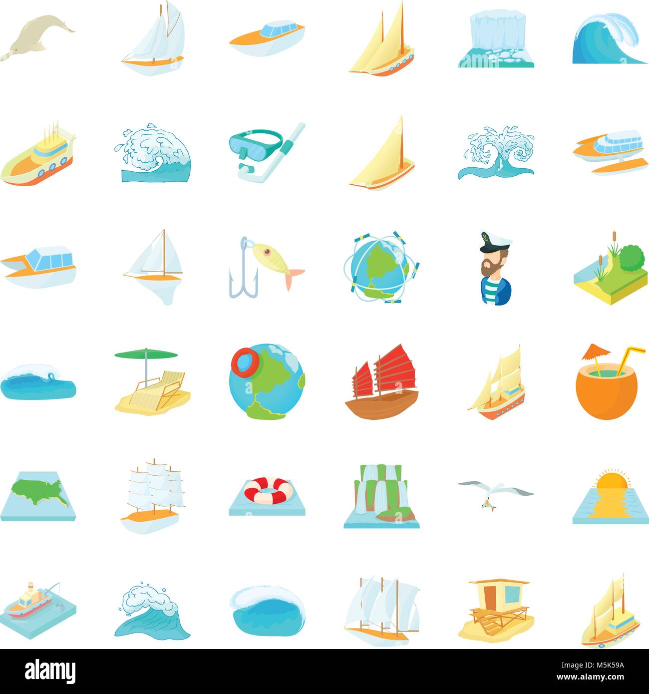 Sea water icons set, cartoon style Stock Vector Image & Art - Alamy