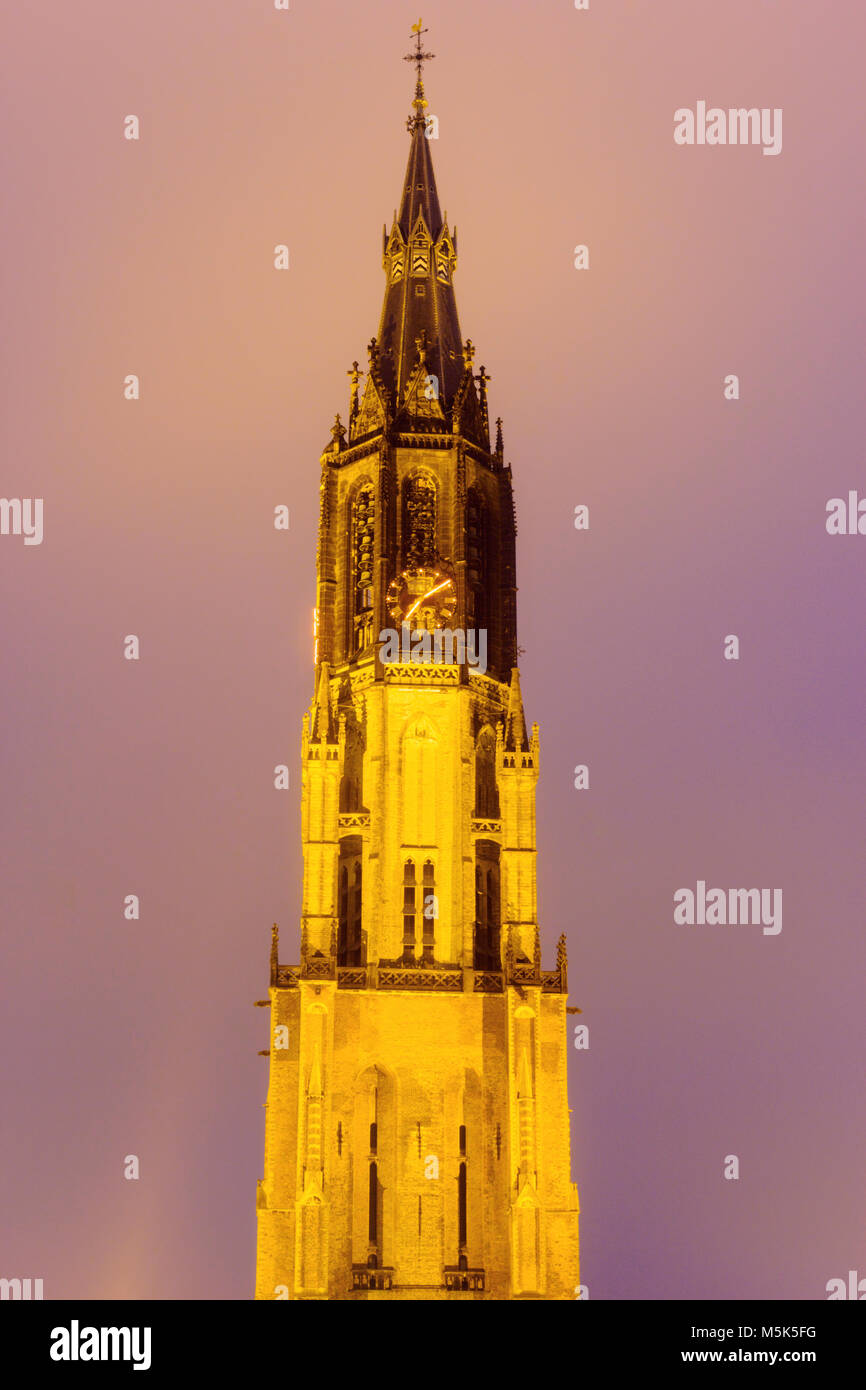 New Church in Delft at evening. Delft, South Holland, Netherlands. Stock Photo