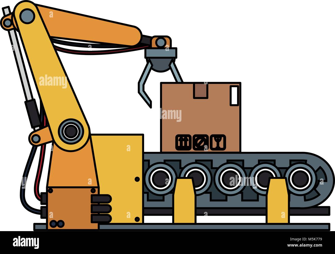 Factory robot arm with conveyor Stock Vector Image & Art - Alamy