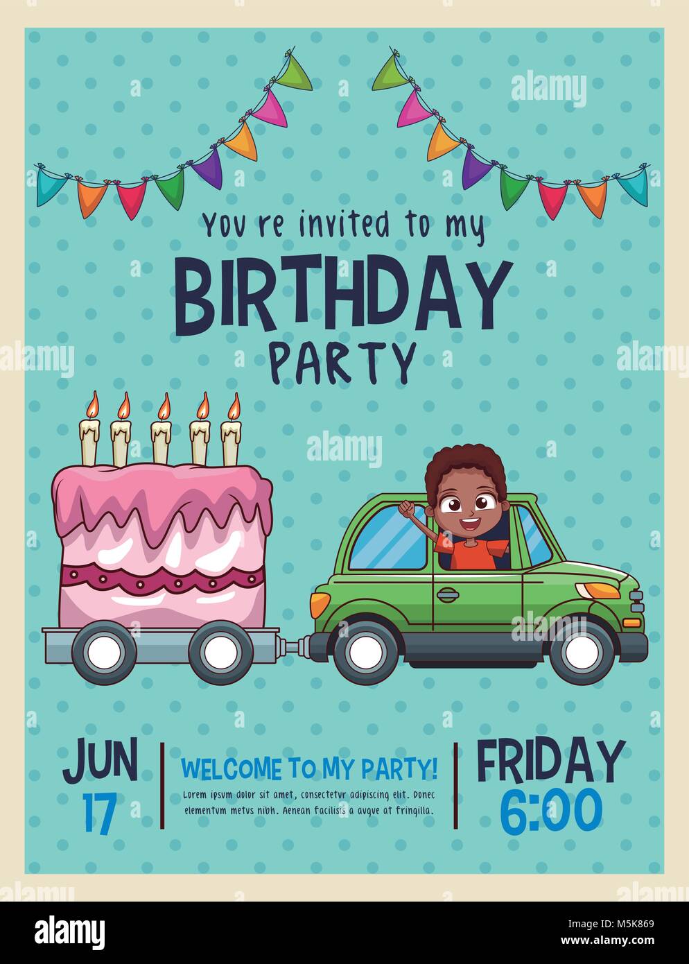 Kids Birthday Invitation Card Stock Vector Image Art Alamy