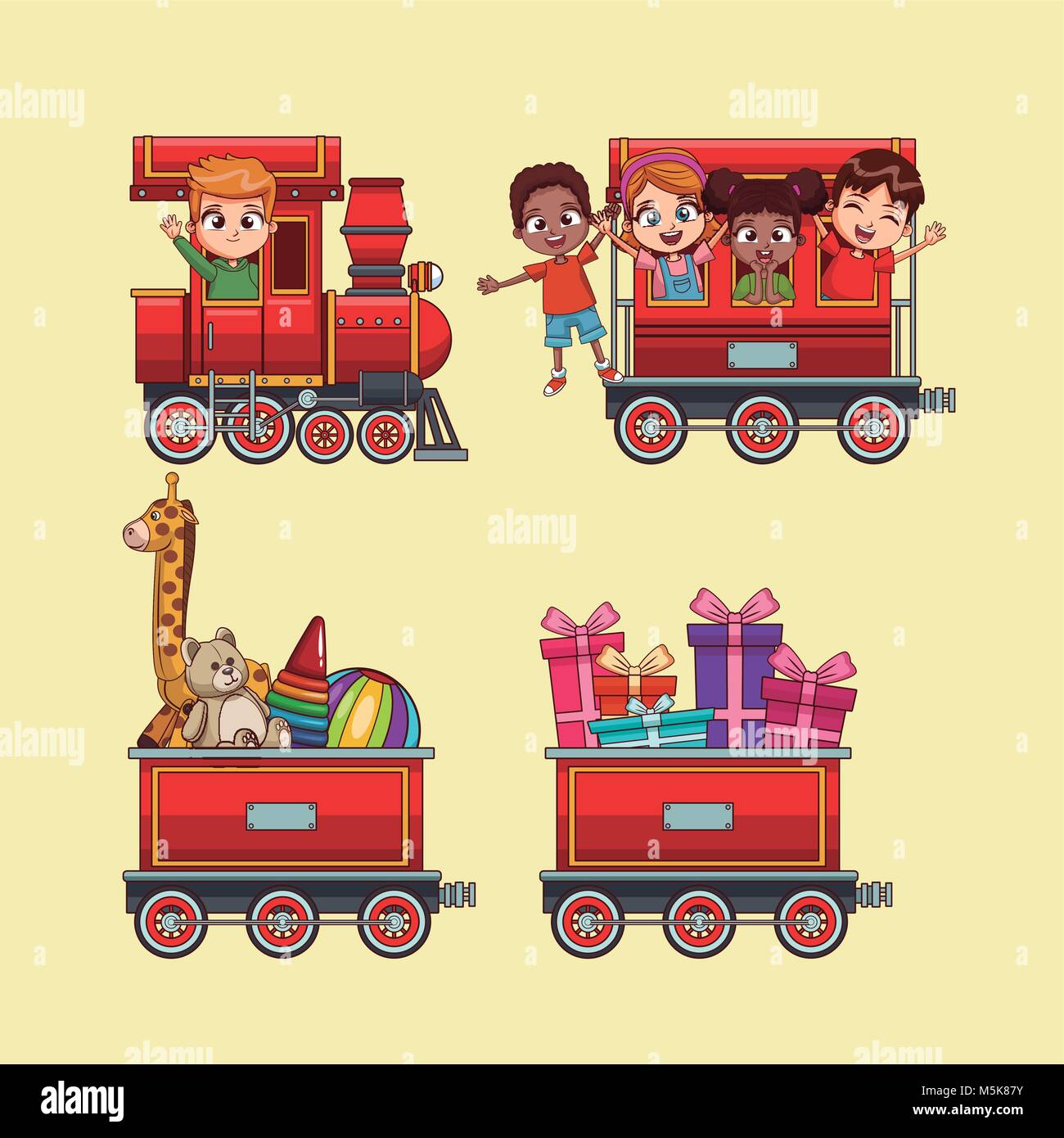 Cute kids in train cartoon Stock Vector Image & Art - Alamy