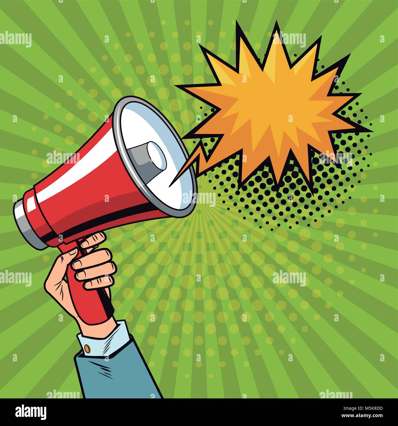 Hand holding bullhorn pop art cartoon Stock Vector Image & Art Alamy