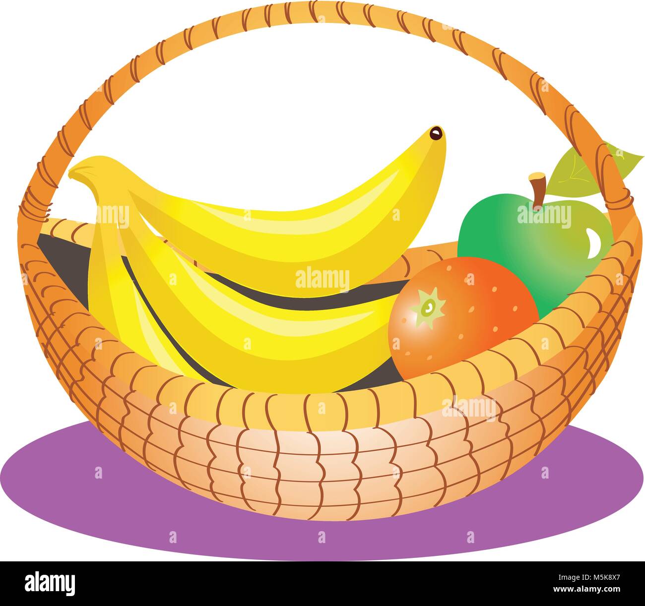 A cartoon illustration of a basket of fruit Stock Vector Image & Art