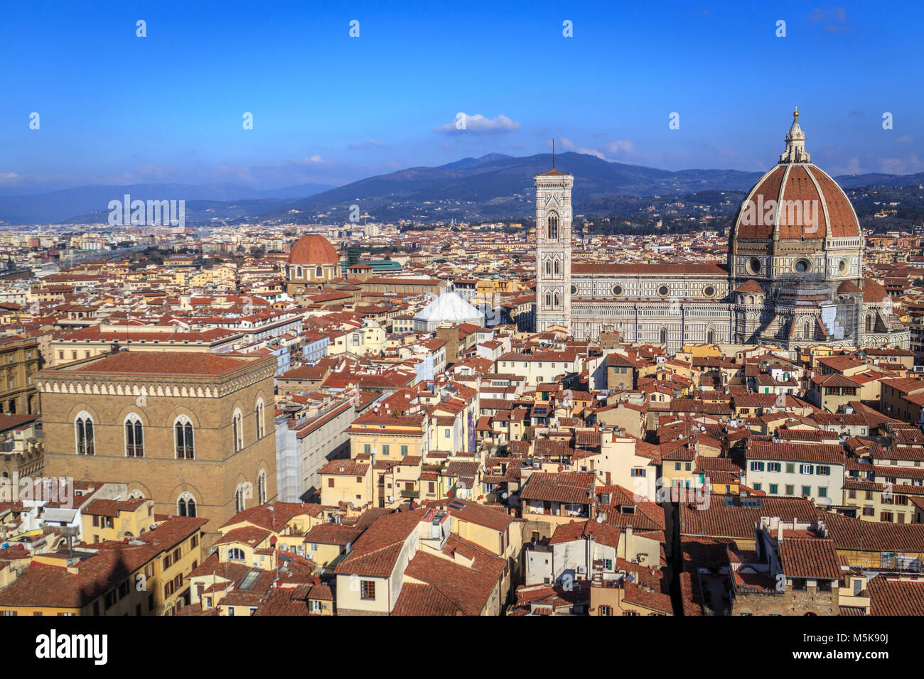 Top view of the Florence Cathedral (Duomo di Firenze) Stock Photo