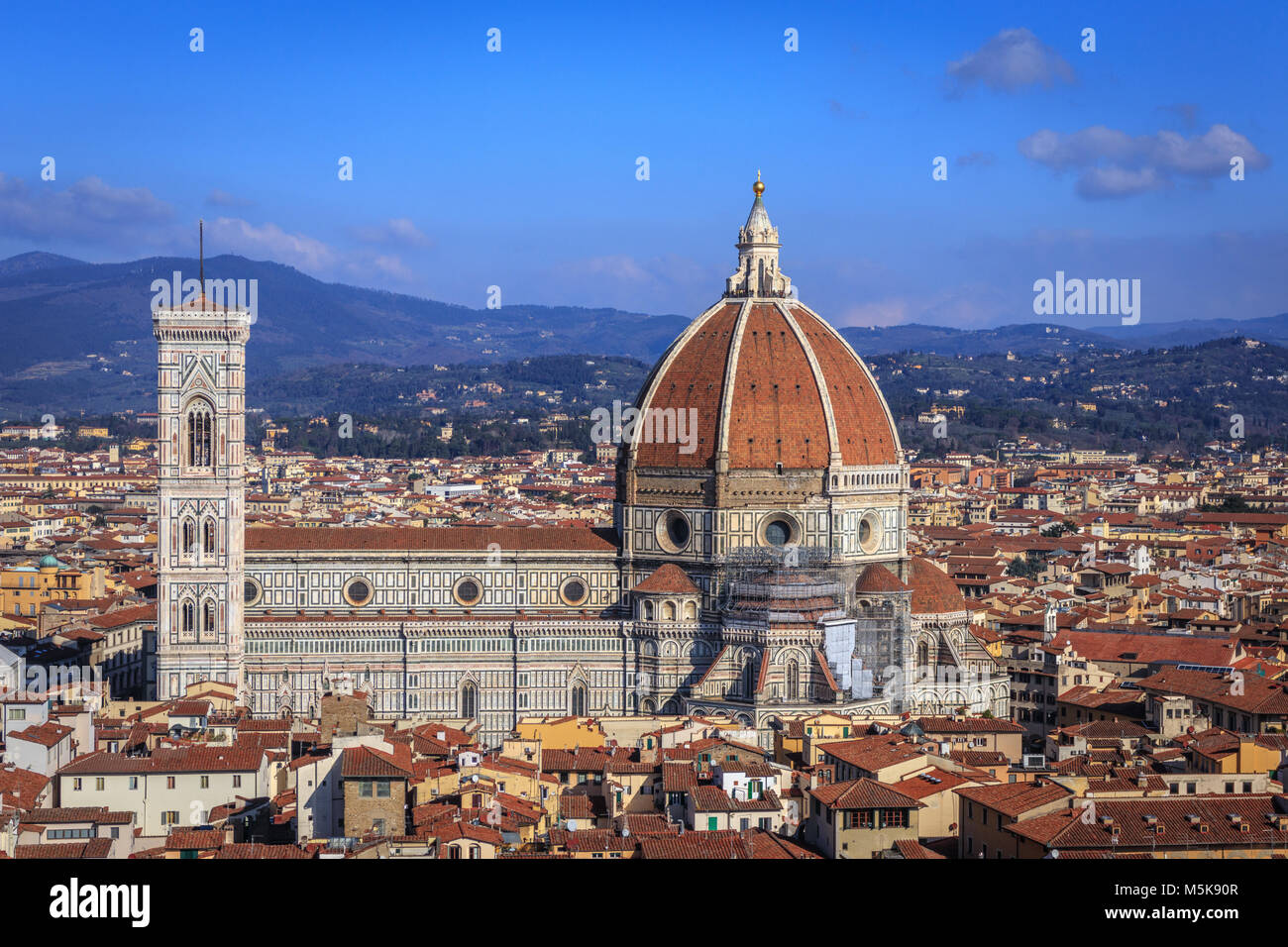 Top view of the Florence Cathedral (Duomo di Firenze) Stock Photo