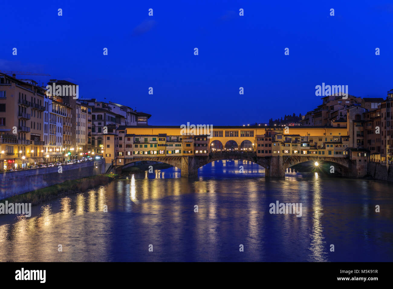 Ponte Vecchio at night (Florence) Stock Photo