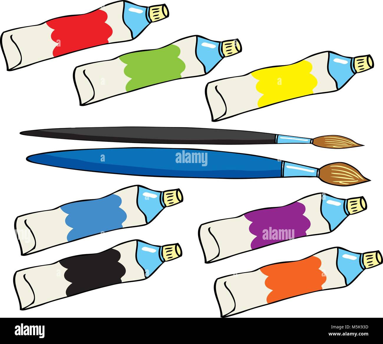 cartoon paint tubes and paint brushes Stock Vector Image & Art - Alamy