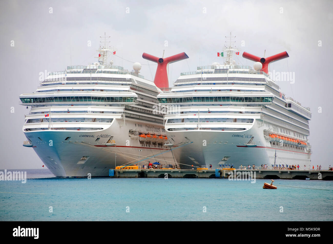 Cruise liner Carnival Valor and Carnival Conquest at pier, San Miguel, Cozumel, Mexico, Caribbean Stock Photo