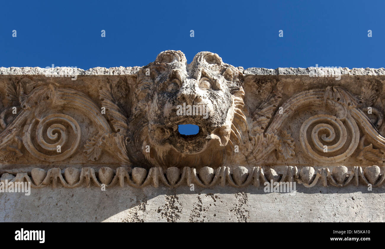 Turkey, Lion's Head in the ancient city Letoon is located in Fethiye. Stock Photo