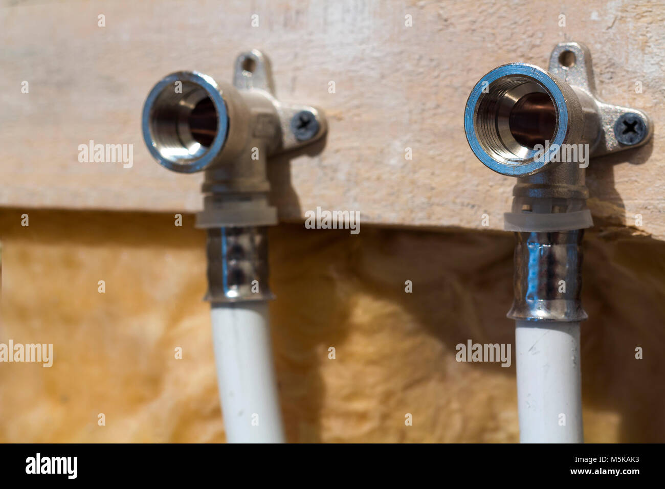 Water pipes made of polypropylene in the wall, plumbing in the house