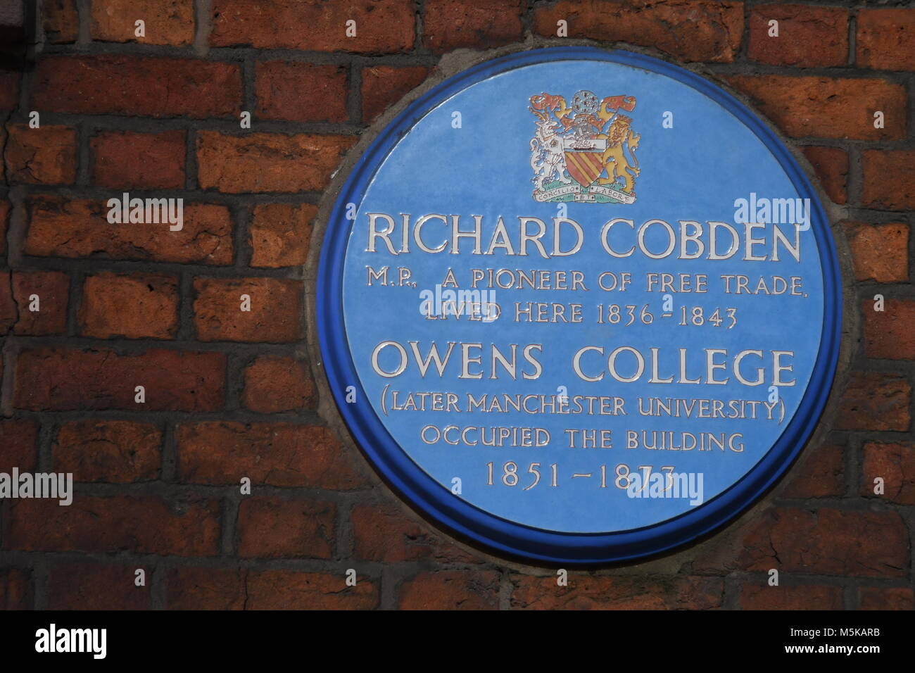 Richard Cobden memorial plaque Stock Photo