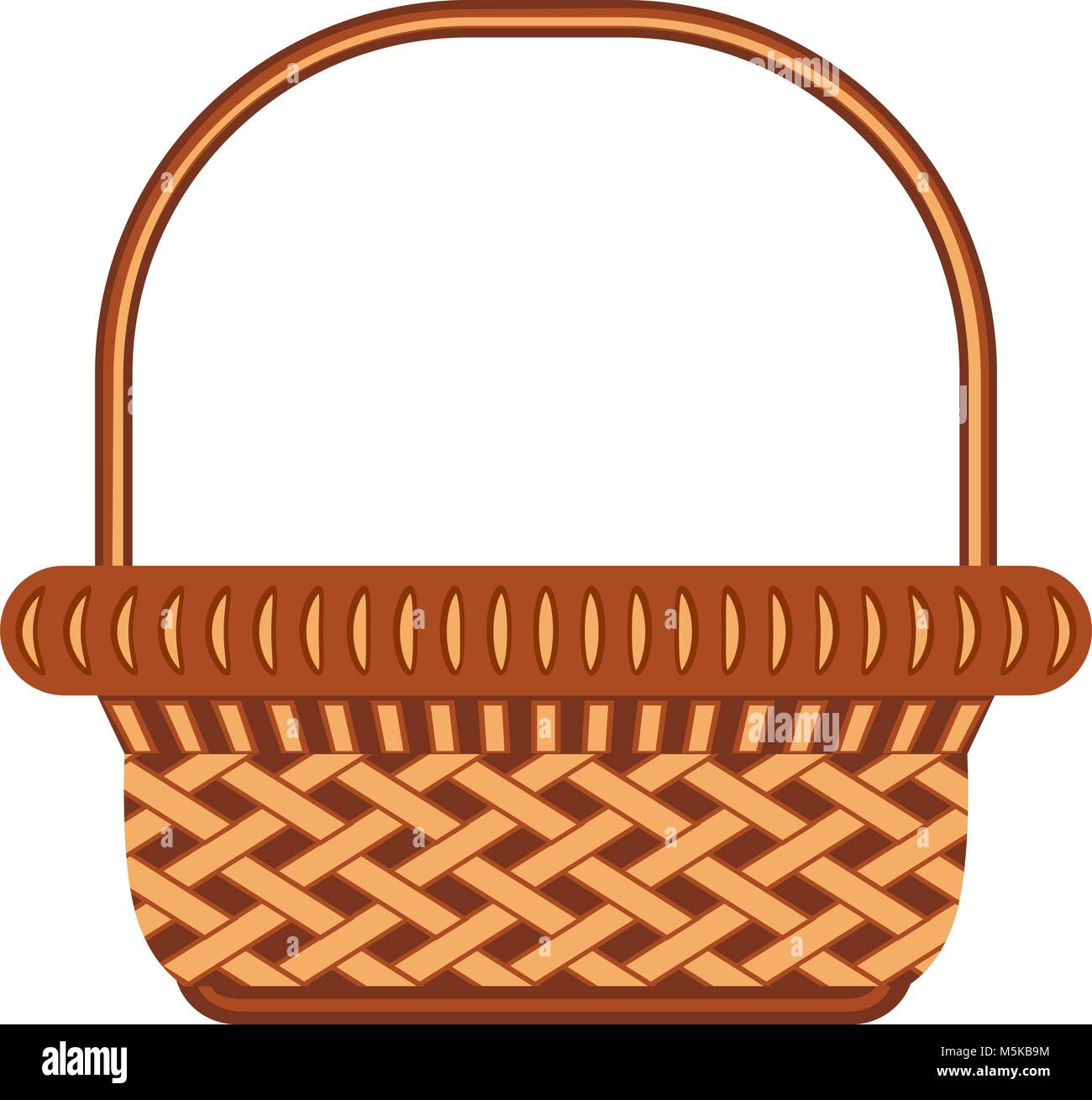 Cartoon wicker basket shopping cart icon poster. Stock Vector