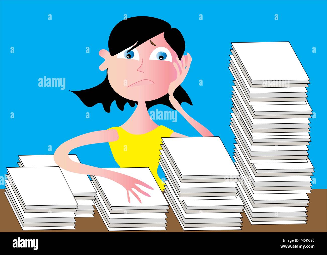 stressed woman surrounded by paperwork Stock Vector Image & Art - Alamy