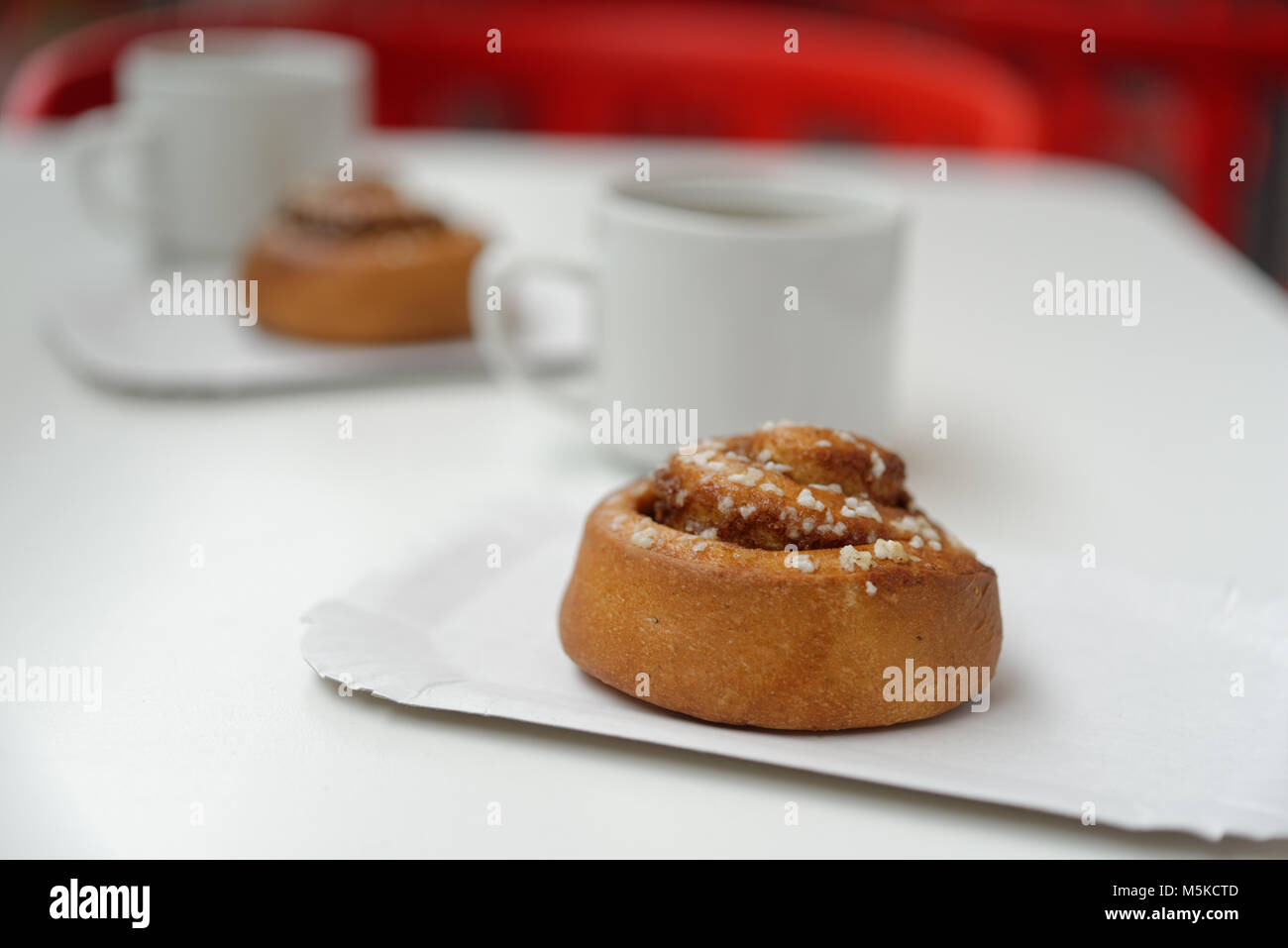 Swedish cinnamon cakes on a paper plate Stock Photo