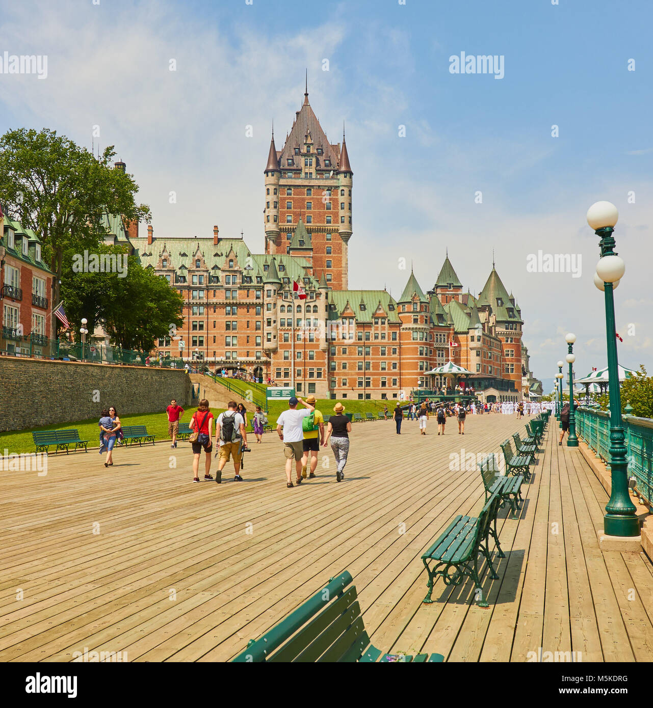 Terrasse Dufferin (1879) and the Chateau Frontenac, Quebec City, Quebec Province, Canada. Named after former governer general Lord Dufferin. Chateau F Stock Photo