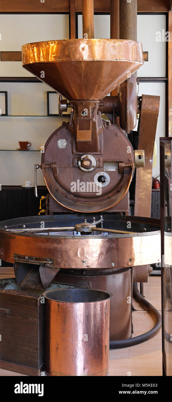 Commercial Drum Type Copper Coffee Roaster Machine Stock Photo Alamy