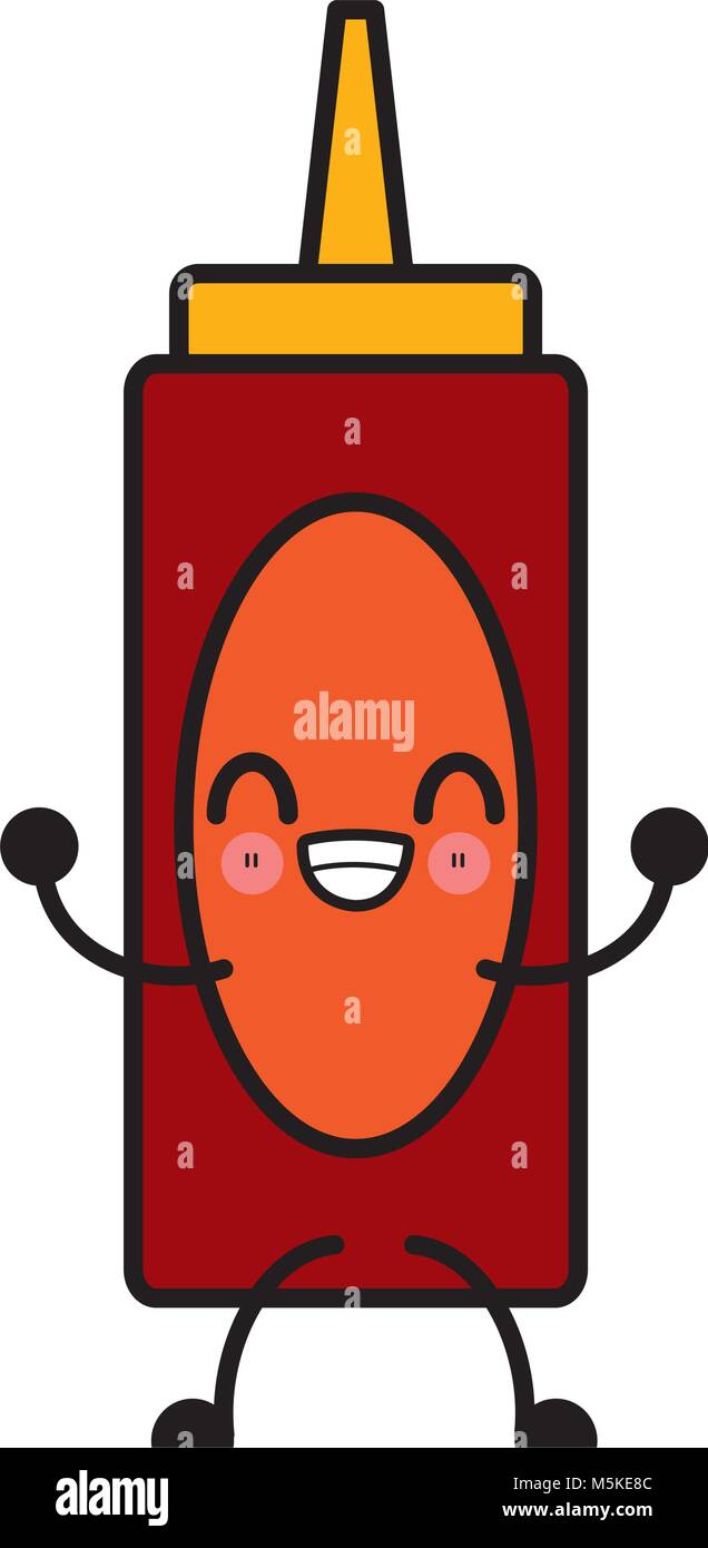 Ketchup bottle isolated cute kawaii cartoon Stock Vector Image & Art