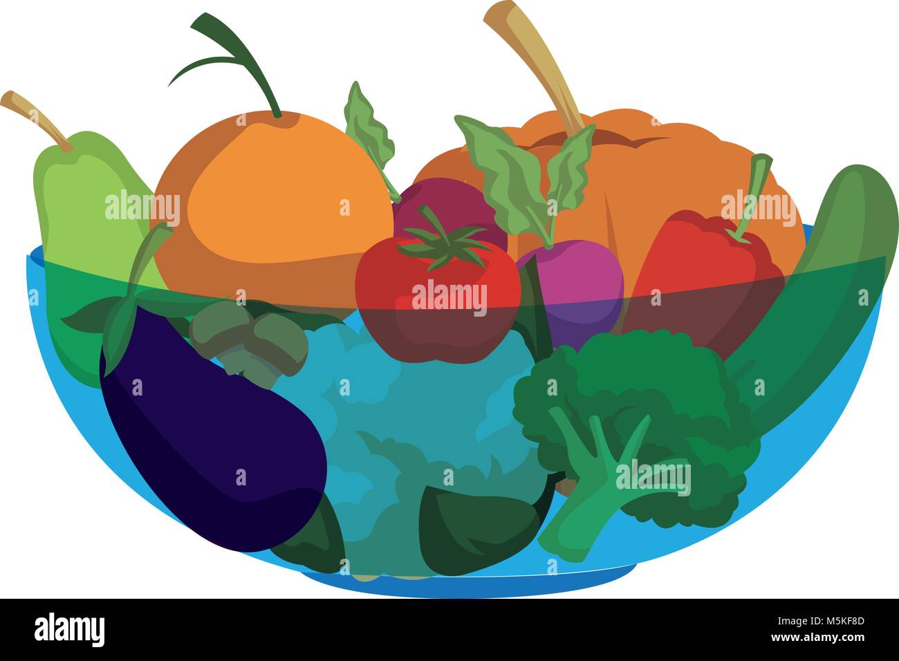 bowl vegetables fruits food healthy fresh products Stock Vector Image ...