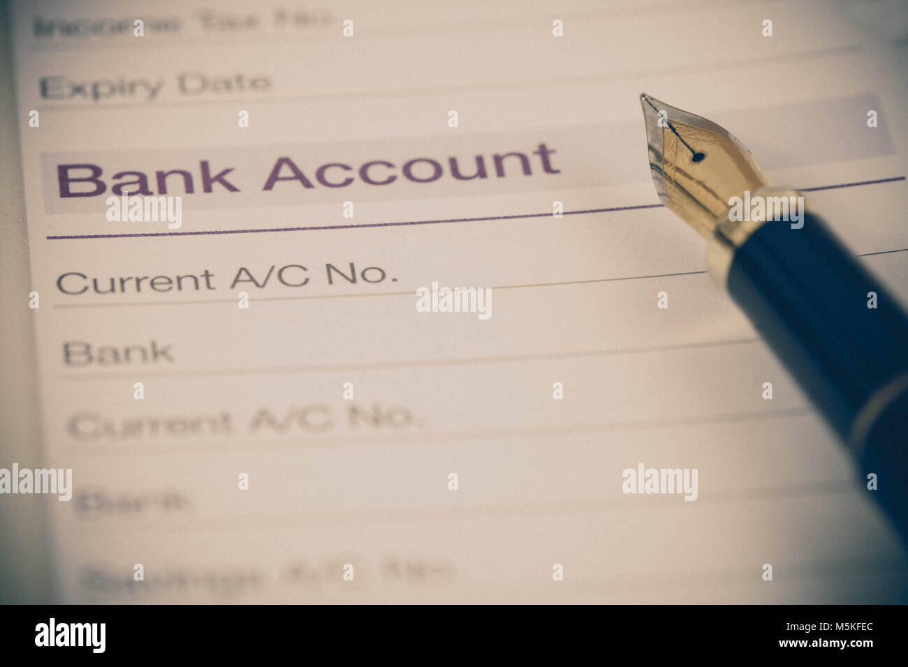 Bank Account In Book Note With Fountain Pen In Color Stock Photo