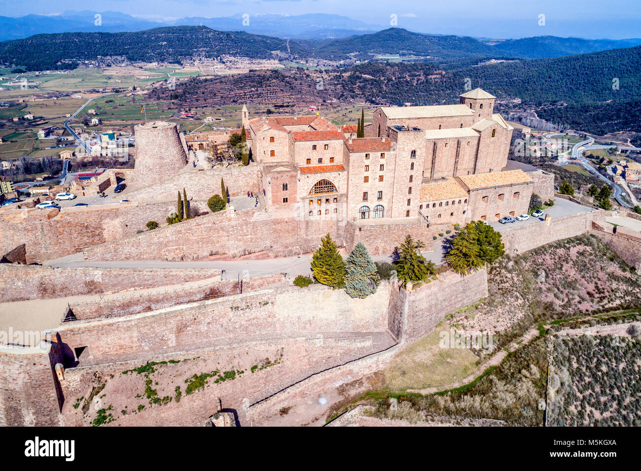 Aerial view of Cardona Castle, Cardona, Catalonia, Spain Stock Photo