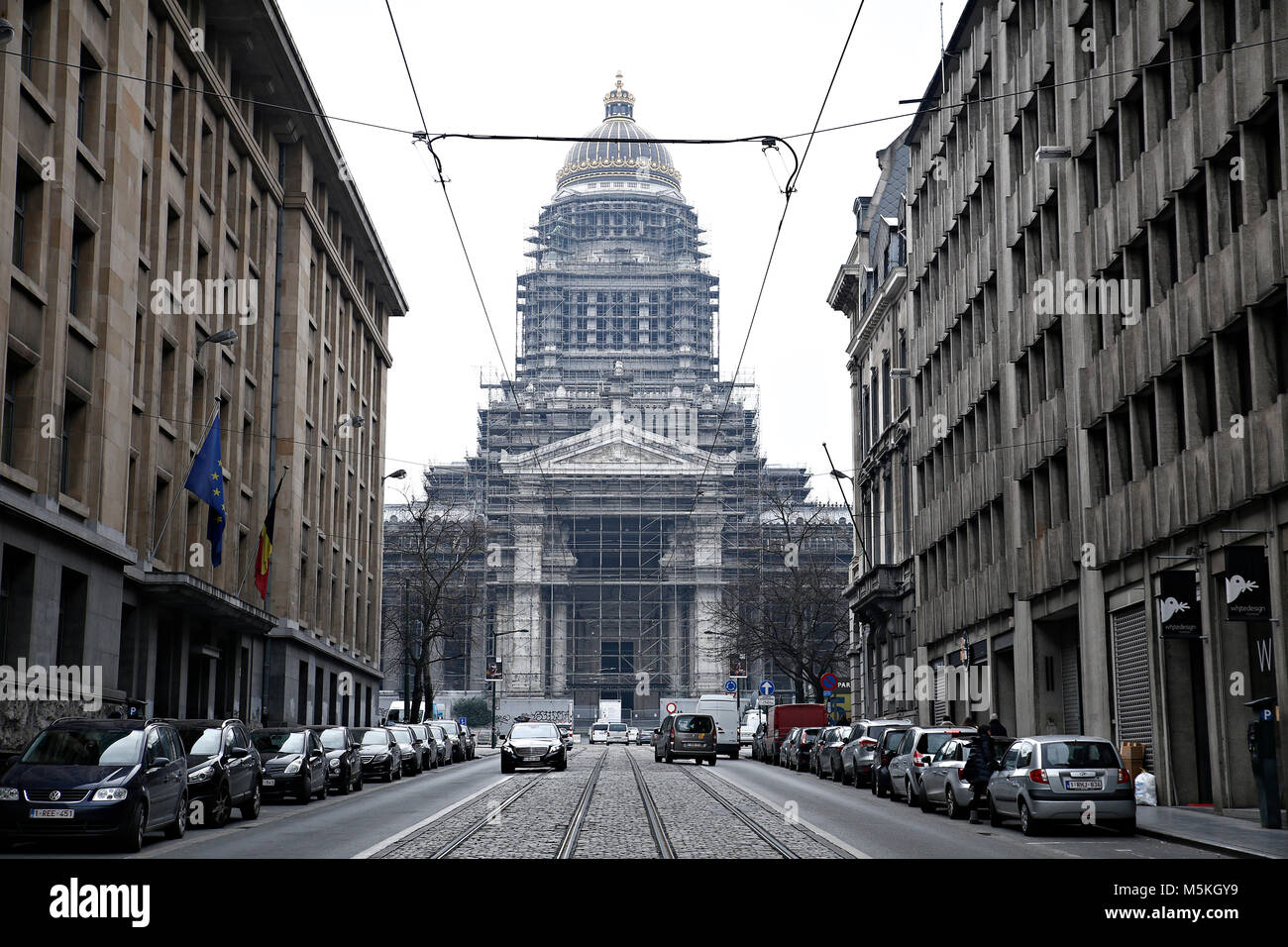 The Palace of Justice  or Law Courts of Brussels is the most important court building in Belgium. Stock Photo