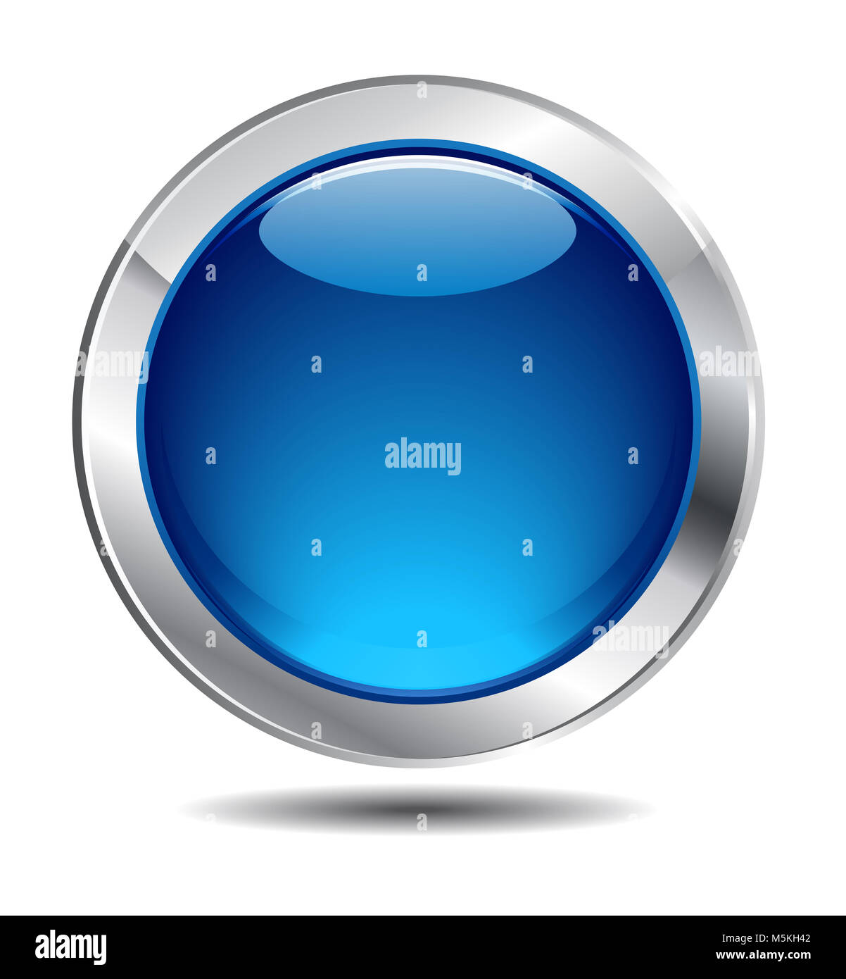 Blue Shiny Button Icon, Design with glossy highlight Stock Photo