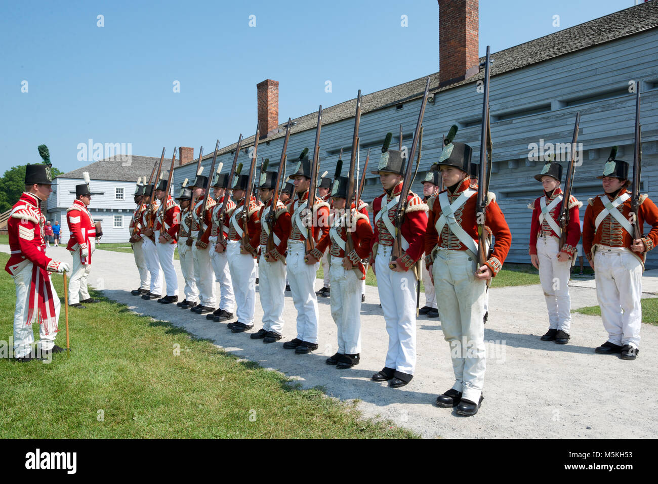 Morning Inspection at the Fort George Historic Site, Niagara-on-the-Lake, Ontario, Canada Stock Photo
