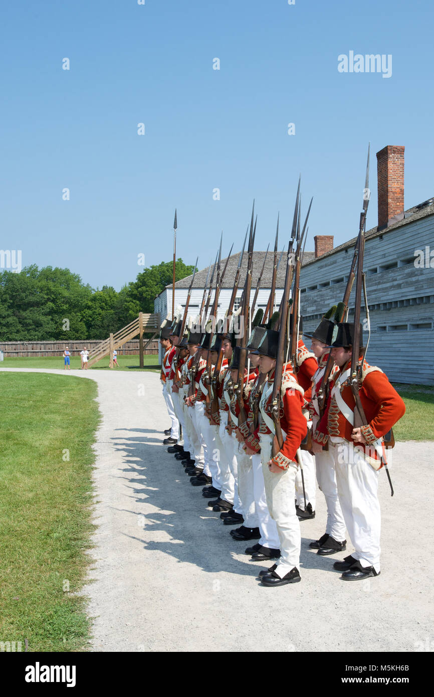 The Morning Parade and Inspection at the Fort George Historic Site, Niagara-on-the-Lake, Ontario, Canada Stock Photo