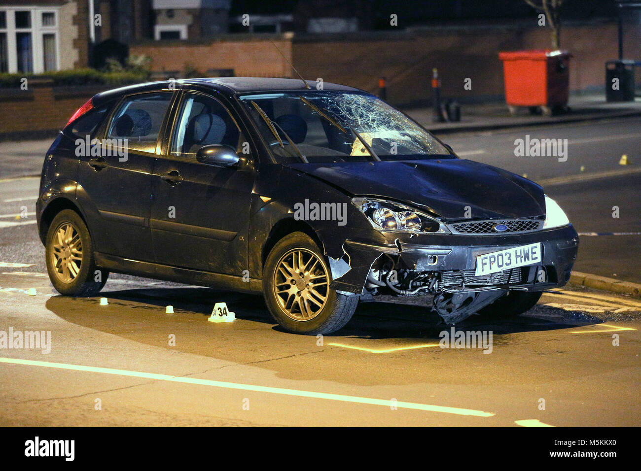 A black Ford Focus which was found abandoned a short time after two year old Casper Platt-May and his six year old brother Corey Platt-May were killed in a hit-and-run collision in Coventry after being struck by the car on Thursday afternoon. Robert Brown, 53, and Gwendoline Harrison, 41, have been charged with causing death by dangerous driving after the brothers were killed in the collision. Stock Photo