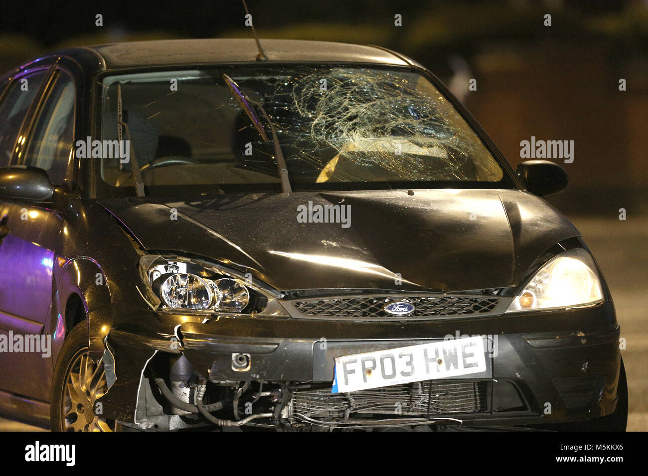 A black Ford Focus which was found abandoned a short time after two year old Casper Platt-May and his six year old brother Corey Platt-May were killed in a hit-and-run collision in Coventry after being struck by the car on Thursday afternoon. Robert Brown, 53, and Gwendoline Harrison, 41, have been charged with causing death by dangerous driving after the brothers were killed in the collision. Stock Photo