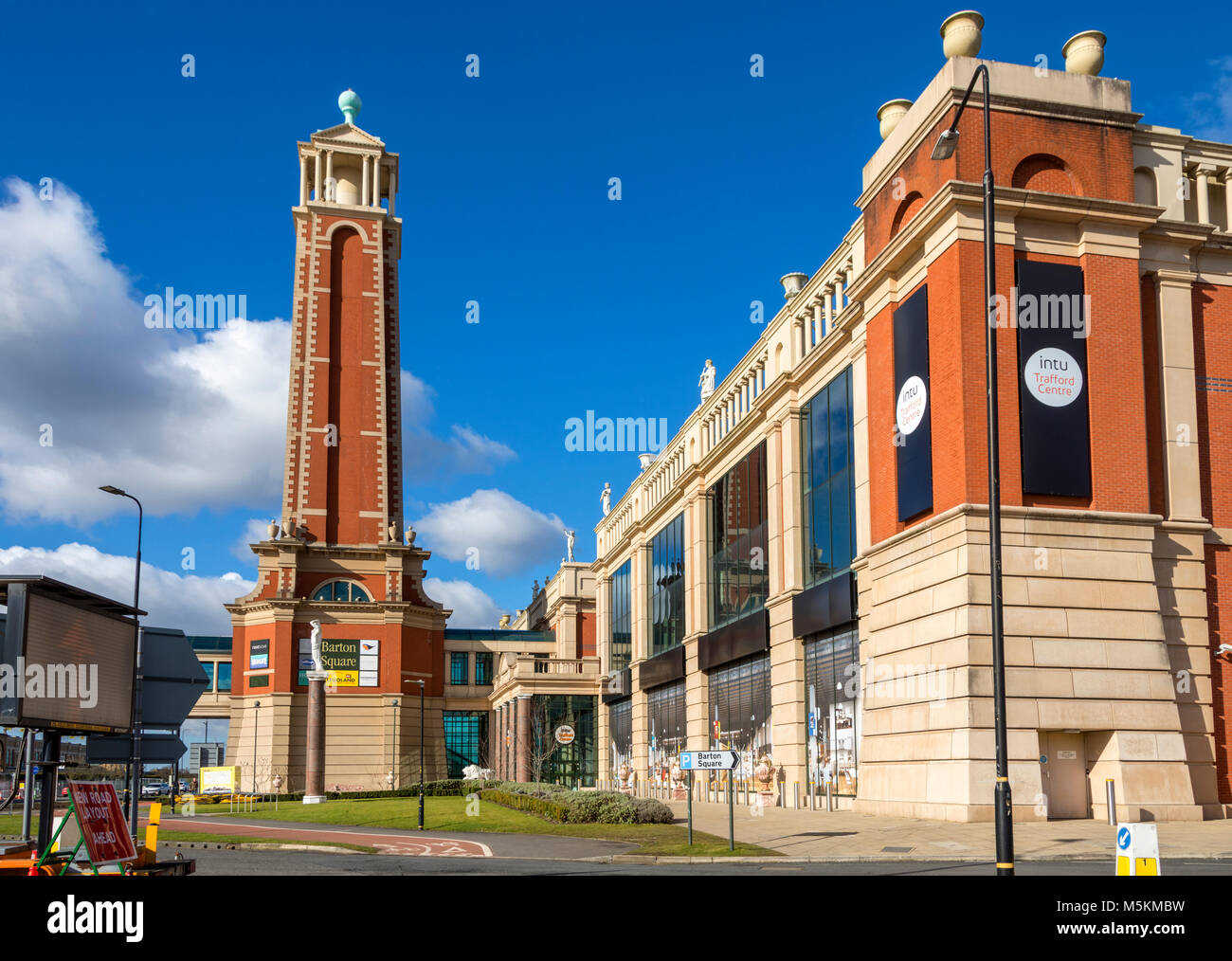The tower at the entrance to Barton Square at the intu Trafford Centre, Manchester, UK Stock Photo