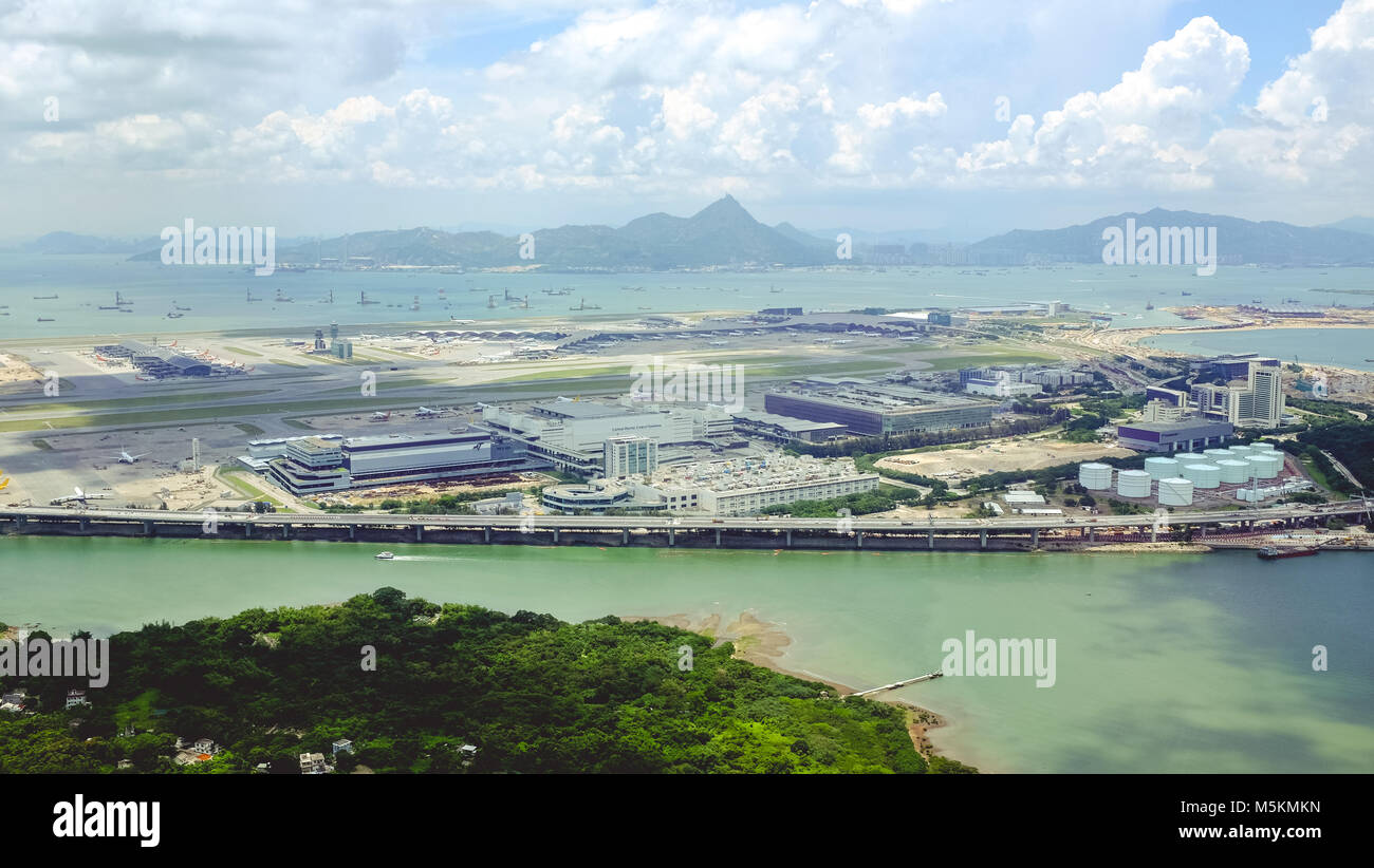 The View Of The Airport On Lantau Island Can Be Seen From The Cable Car In Hong Kong Stock Photo Alamy