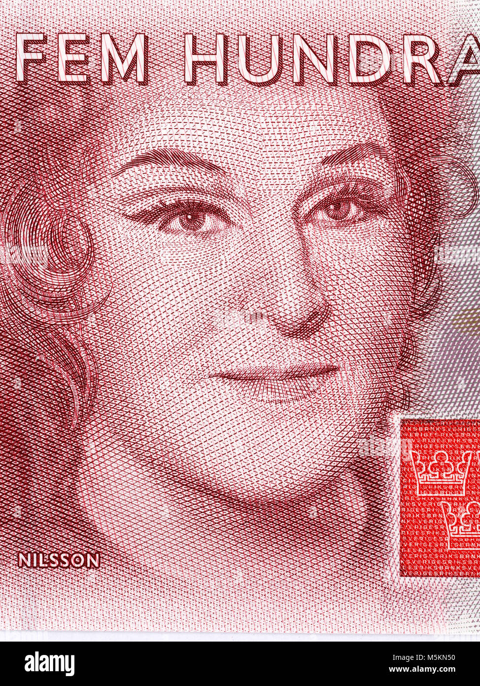 Birgit Nilsson portrait from Swedish money Stock Photo