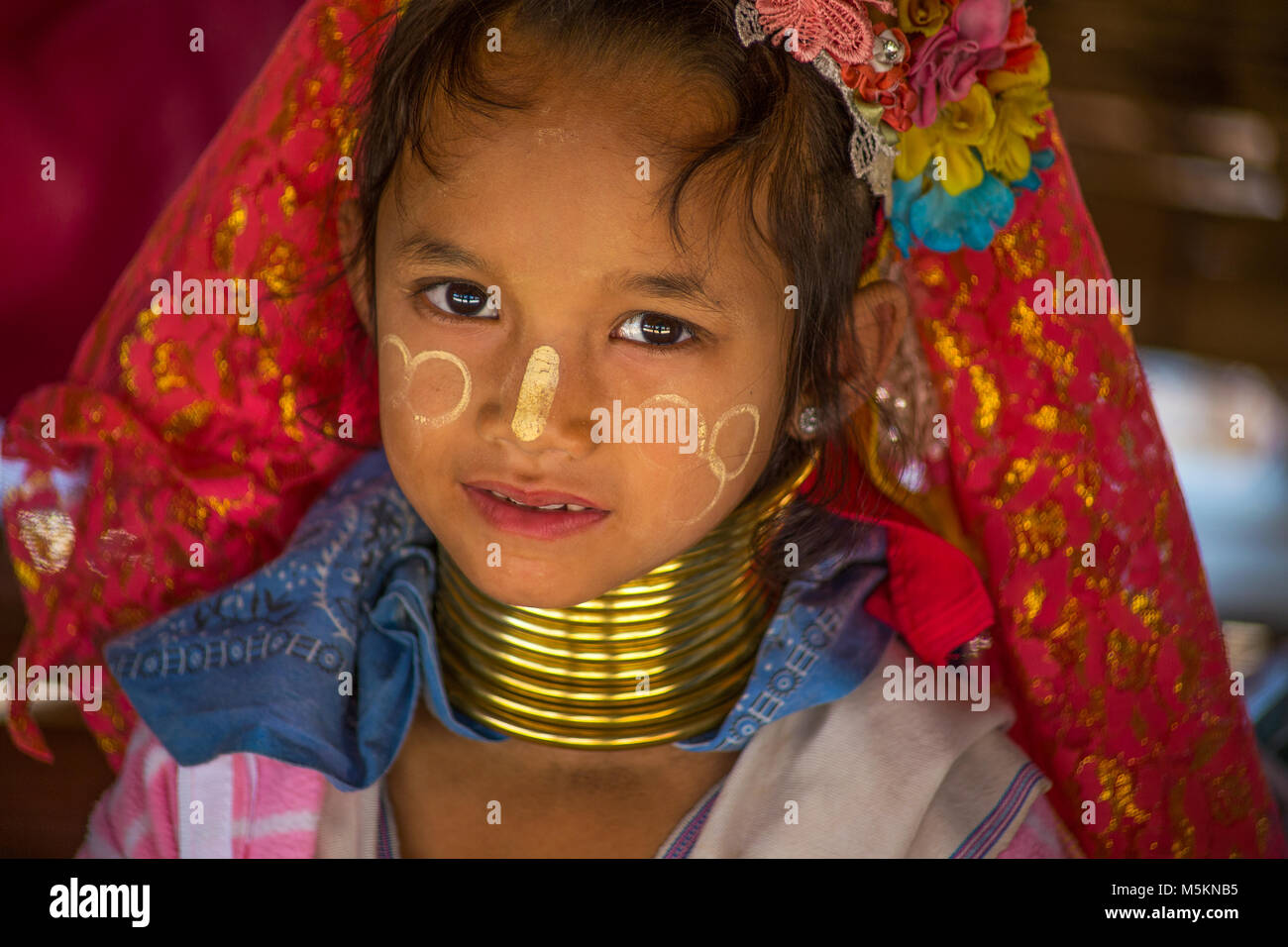 CHIANG RAI, THAILAND - FEBRUARY 20 2017 - Unidentified Long Neck Karen hill tribe people. Karen Long Neck Villages in chiang rai, Thailand Stock Photo