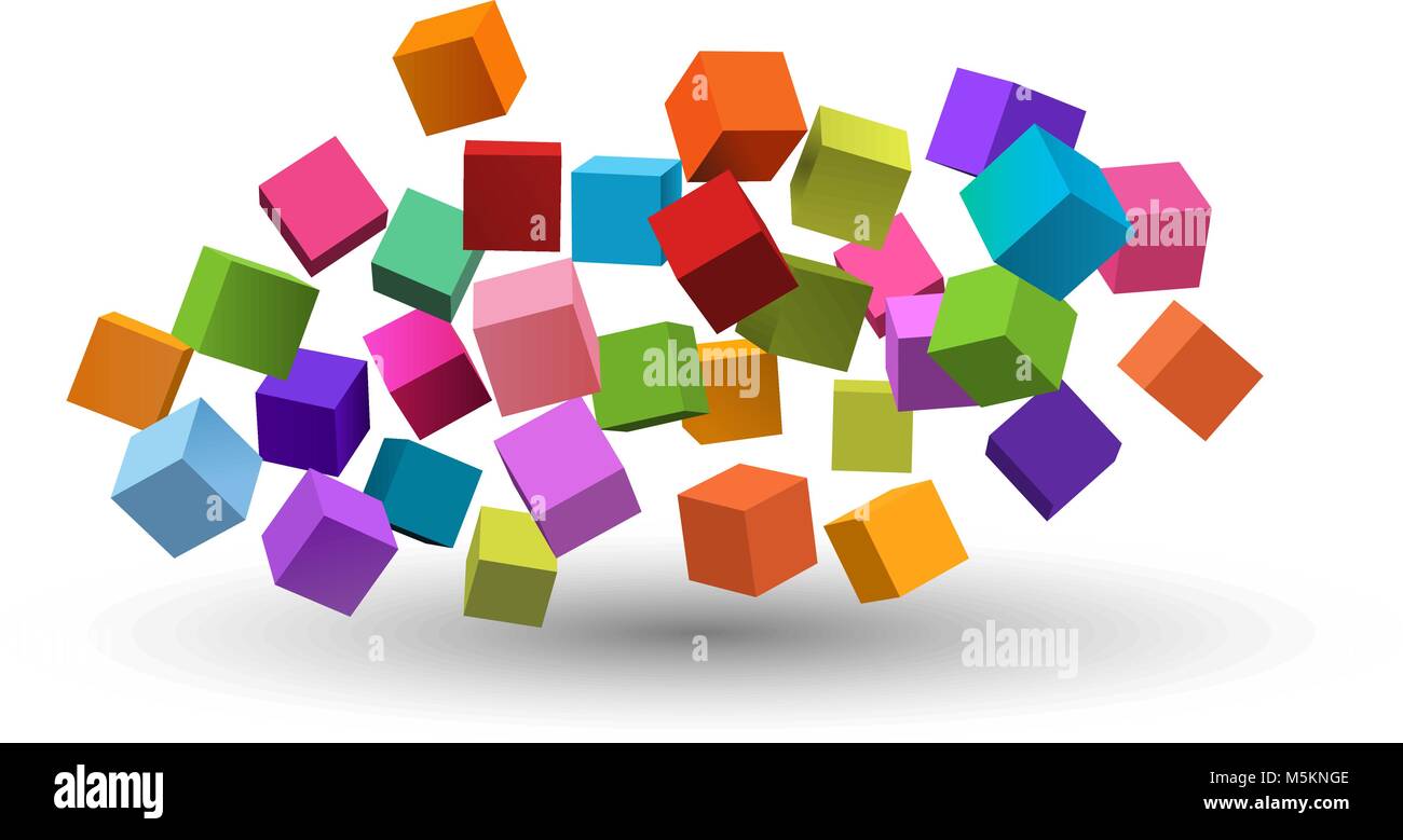 Colorful floating cubes on a white background, eps10 vector Stock ...