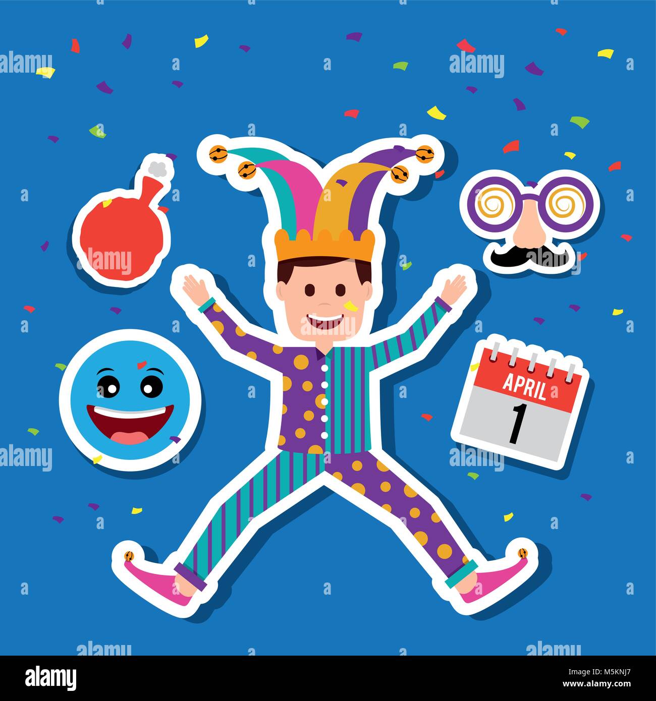 funny man celebratiing with Stock Vector