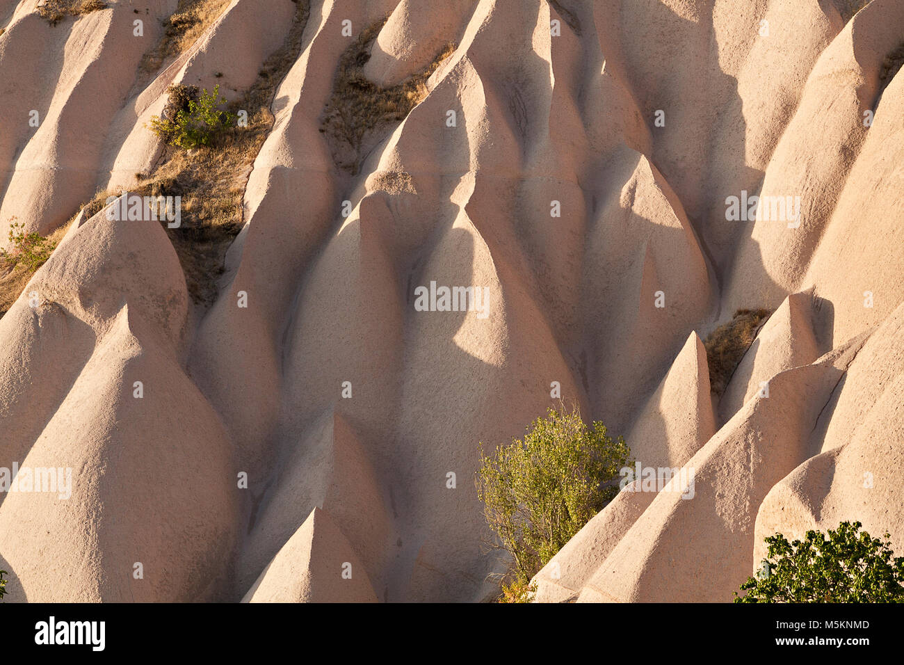 Volcanic rock formations looking like sand dunes in Cappadocia, Turkey Stock Photo