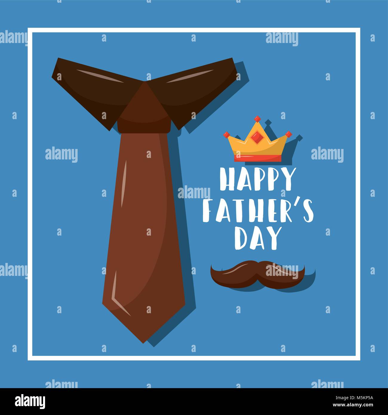 happy fathers day necktie crown mustache card party Stock Vector Image ...