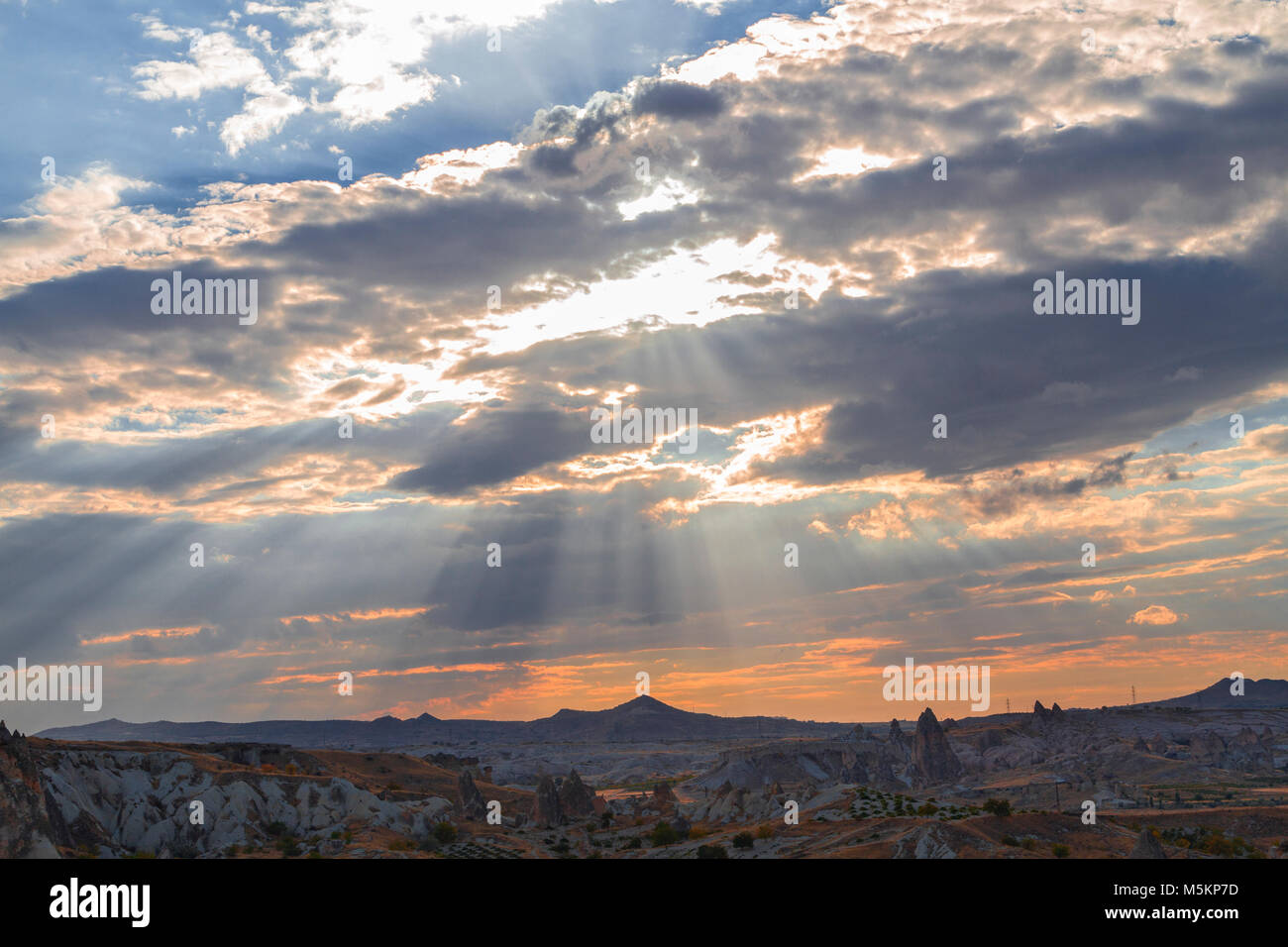 Dramatic sky and clouds in Cappadocia, Turkey Stock Photo