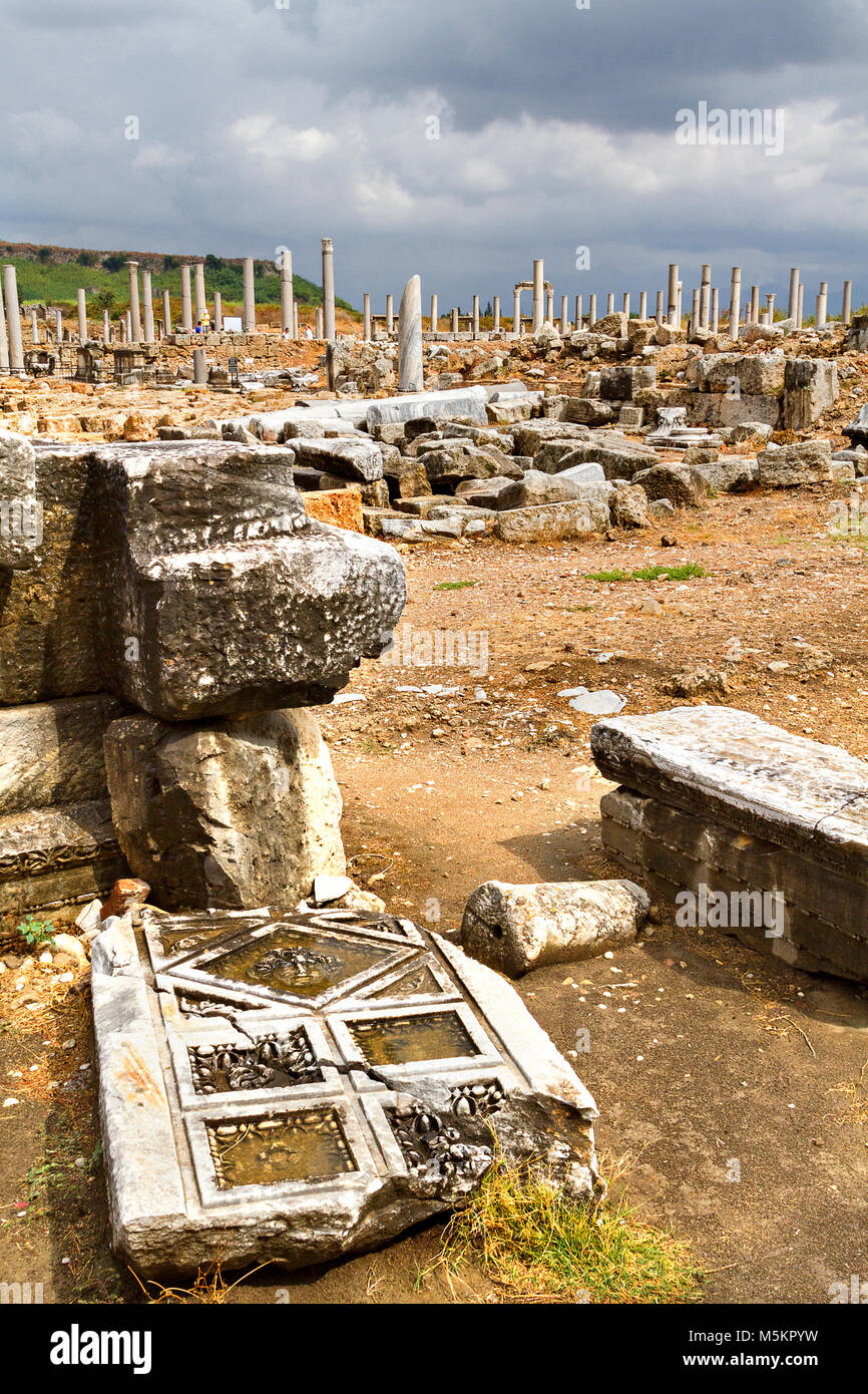 Remains of the roman city of Perge, Antalya, Turkey. Stock Photo