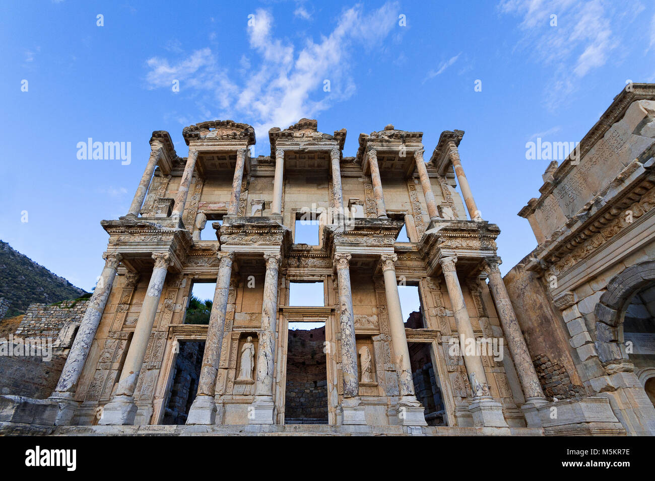 Roman Library of Celsus in the ruins of Ephesus in Turkey Stock Photo