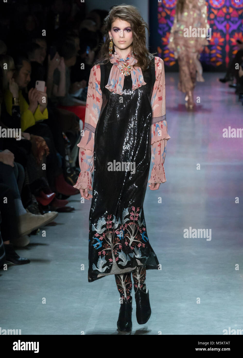 NEW YORK, NY February 12, 2018 Kaia Gerber walks the runway at the(01)