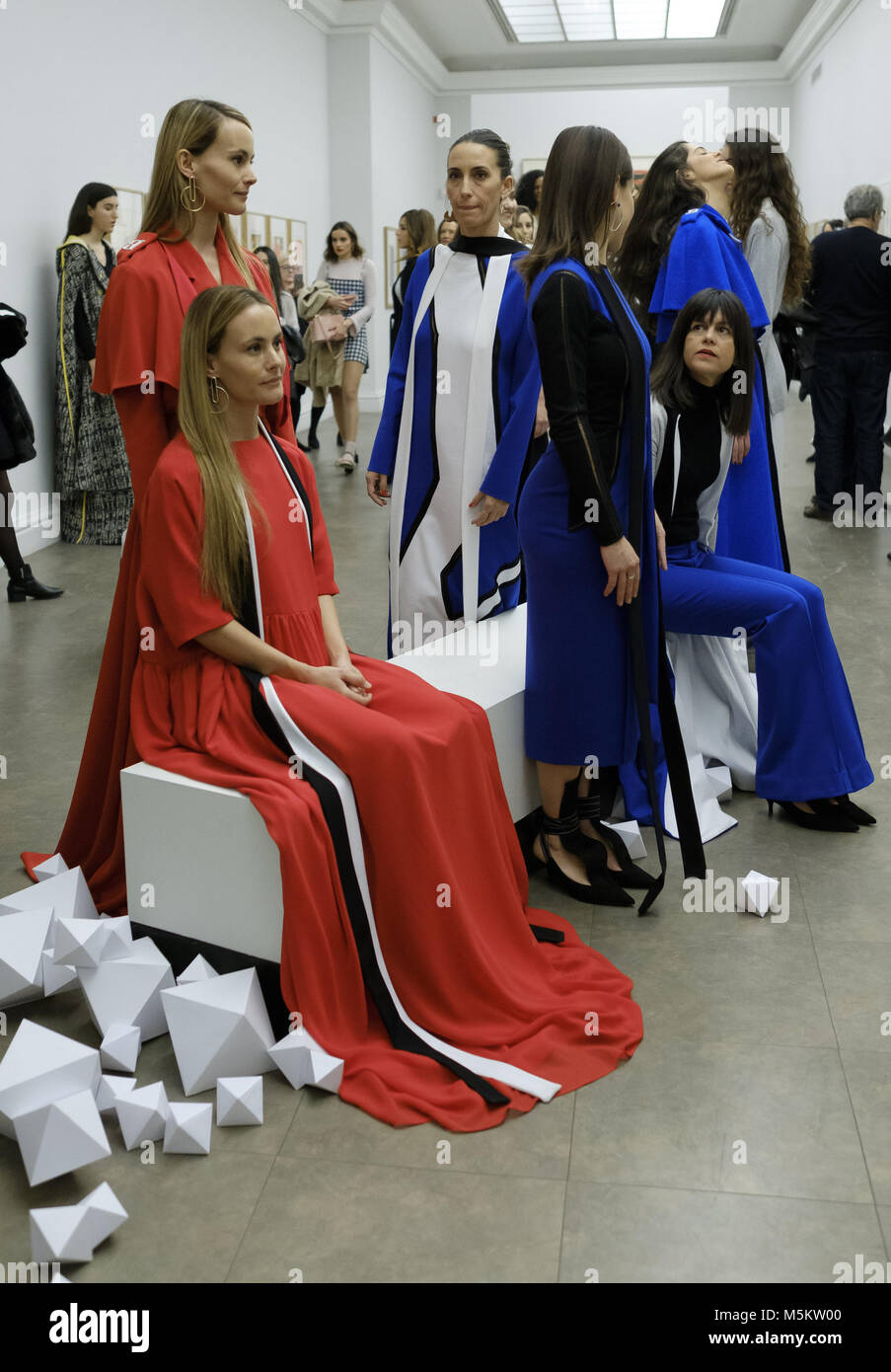 Models present creations by Spanish fashion designer Pilar Dalbat after the inauguration's runaway of the 67 edition of Mercedes-Benz Fashion Week in Madrid. A total of 48 designers present their proposals for the fall/winter 2018/2019 season on an event running from 24 January to 29 January 2018  Featuring: Model Where: Madrid, Spain When: 24 Jan 2018 Credit: Oscar Gonzalez/WENN.com Stock Photo